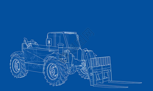 叉车概念  3 的矢量渲染货物草图机器商品商业货运运输草稿建造后勤图片
