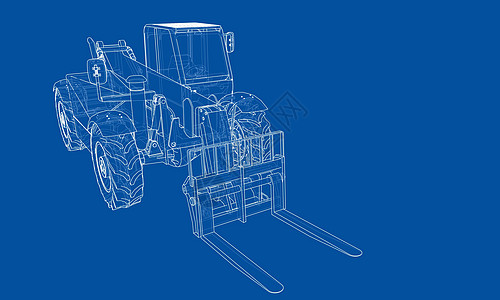 叉车概念  3 的矢量渲染建造载体绘画船运送货搬运工机器运输货运草图图片