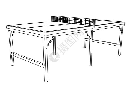 桌上网球或乒乓球的表格 可以匹配乐趣桌子爱好服务木头运动草图法庭竞争红色图片