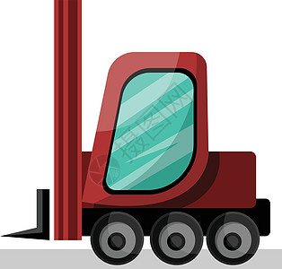白色背景的红色卡通运货车矢量插图图片