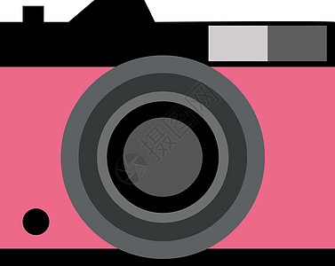 粉色相机矢量或彩色插图图片