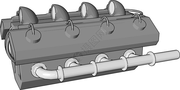 白色 backgr 上抽象灰色汽车发动机的矢量图解活塞蓝图汽油蓝色工业活力工程力量金属维修图片
