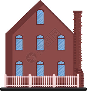 卡通红色建筑与蓝色窗户矢量商业白色插图建造房子黄色卡通片建筑学工作街道图片