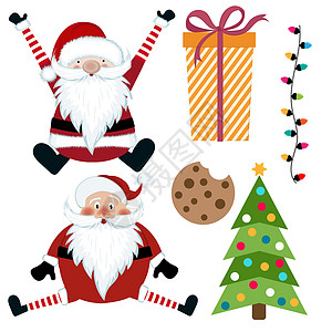 可爱的圣诞系列上惠特孤立季节元素礼物盒收藏灯饰假期展示饼干乐趣时候图片