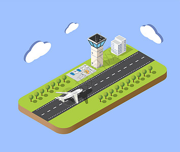 等距城市机场车辆引擎基础设施空气飞机楼梯插图设施建筑航班图片