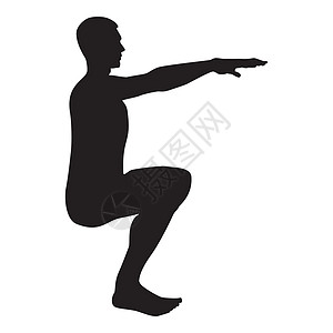 蹲着的人做运动蹲下蹲运动动作男性锻炼剪影侧视图图标黑色它制作图案活动健美选址男人娱乐平衡插图体操肌肉蹲伏图片