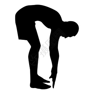 男人弯腰做运动的运动员运动动作男性锻炼剪影侧视图图标黑色它制作图案图片