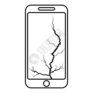 显示屏上有裂缝的智能手机 破碎的现代手机 破碎的智能手机屏幕 屏幕矩阵破碎的手机 底部触摸屏破裂的手机 破碎的玻璃电话图标黑色轮图片