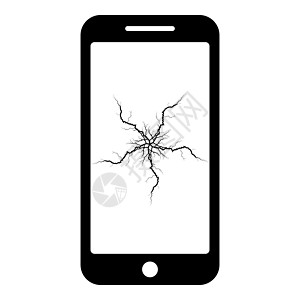 智能手机与崩溃触摸屏图标黑色矢量插图平面样式 imag图片