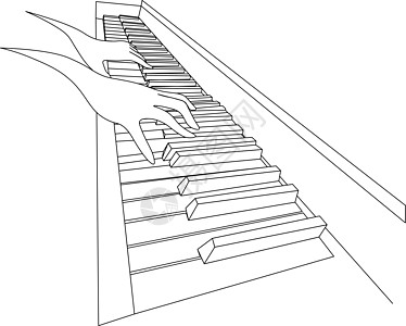 用两只手在钢琴键盘上绘制轮廓图图片