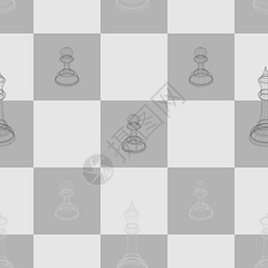 棋子国王皇后和棋子上棋子的无缝图案 3d 矢量图像图片