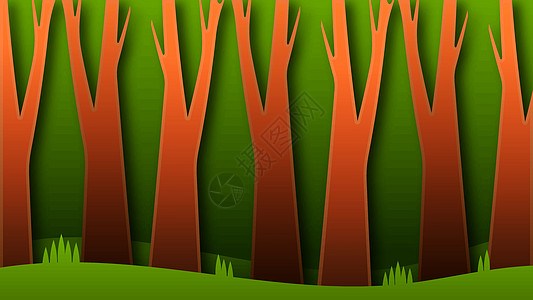 自然景观卡通背景插图茂密的森林季节丛林异国岩石衬套环境太阳植物荒野树木图片