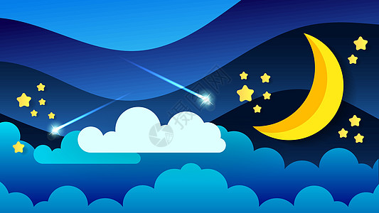 摘要纸夜背景 适用于贺卡海报或 T 恤印刷的插图剪贴簿艺术蓝色空气月光卡片废料阴影收藏星星图片