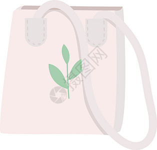 生态手提袋卡通矢量图 可重复使用的无塑料棉手提袋 用于购物扁平色物体 环保配件 白色背景上带把手的市场零垃圾袋图片