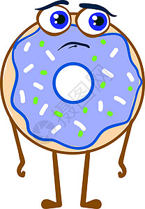 白色背景上的悲伤蓝色甜甜圈插画矢量图片