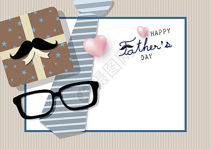 父亲节礼物快乐父亲节礼品盒的概念设计 留着小胡子设计图片