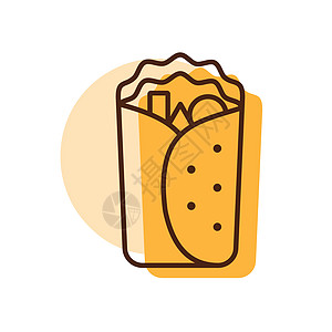 卷饼包装矢量图标 快餐标志插图辣椒午餐美食玉米小吃蔬菜早餐餐厅沙拉图片