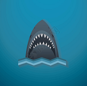 它制作图案的鲨鱼图标矢量插图钓鱼生活卡通片牙齿艺术游泳荒野标识蓝色图片