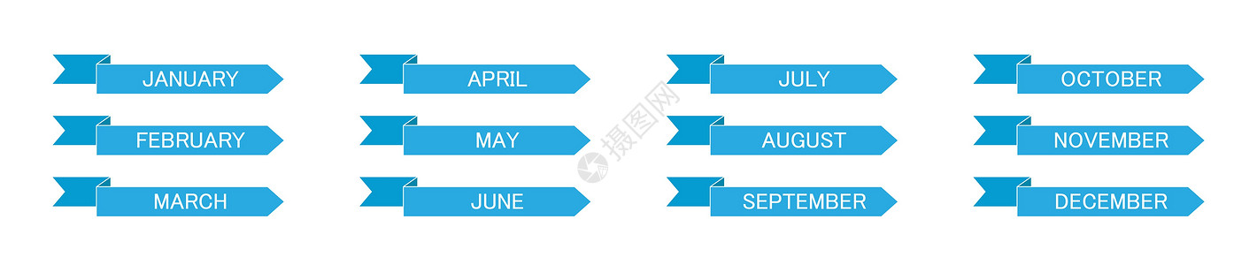 一组带有一年中月份名称的磁带绘画空白天气日历时间季节图片