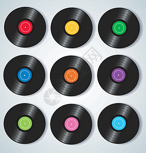 黑胶唱片音乐背景矢量它制作图案磁盘专辑流行音乐墙纸标签派对塑料工作室插图光盘图片