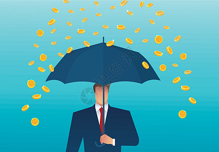 拿着雨伞的商务人士从天上掉下来的钱 成功的概念 矢量图 Eps1人士蓝色插图天空下雨现金季节金融庇护所阳伞图片