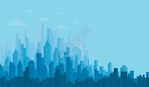 现代城市天际线背景矢量图 Eps1横幅地标建筑公司房子市中心插图日落商业景观图片