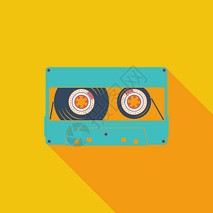 录音带单个图标绘画磁带录音机文化盒子艺术插图黄色工作室立体声图片