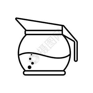 茶壶或茶壶的图标 在 w 上孤立的矢量存量插图咖啡变体蜜饯绘画水壶草图液体果汁概念空白图片