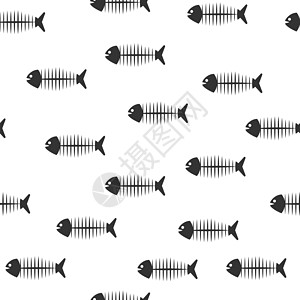 骨骼鱼类无缝无缝模式 t的矢量模式图片