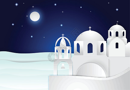 爱琴海圣托里尼 的艺术作品 以夜空为背景图片