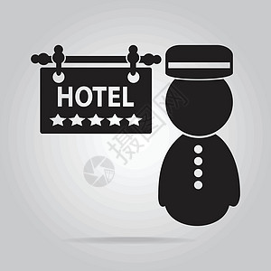 Bellboy和酒店标志和五星图标图片