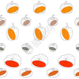 具有彩色斑点的透明南瓜无缝模式 矢量插图图片