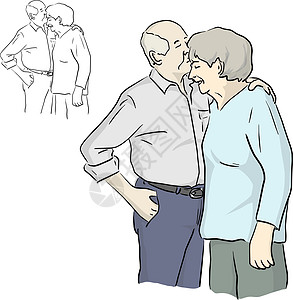 旧丈夫在前额矢量插图上亲吻妻子图片
