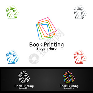 图书印刷公司矢量标志设计 适用于图书销售 书店 媒体 零售 广告 报纸或纸业代理概念书商文学标识图书馆色彩工作室金融摄影教育大学图片