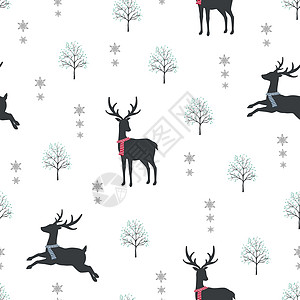 冬季雪天无缝模式的可爱鹿 用于装饰圣诞节 包装纸 婴儿衣物 纺织或所有印刷品图片