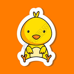 可爱的卡通贴纸贴贴贴小鸡的小鸡徽标模板 马斯科特动物c设计图片