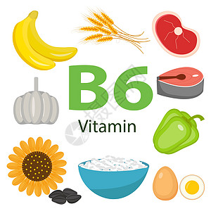 维生素和矿物质食物集 10 Vector 集维生素丰富的食物 维生素 B6-香蕉菠菜肉类坚果家禽 fis图片