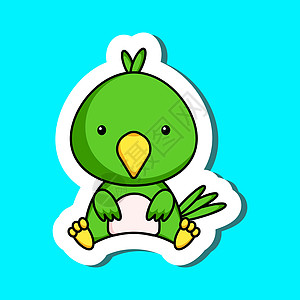 可爱的卡通贴纸贴上可爱的小鹦鹉标志模板图片