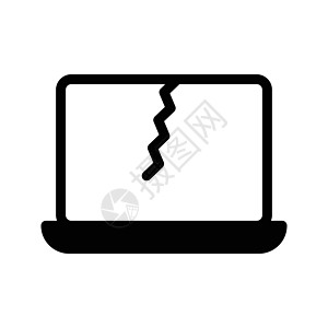 膝上型技术桌面垃圾键盘玻璃碰撞黑色屏幕裂缝电脑图片