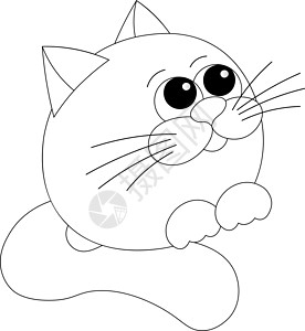 黑白相间的可爱卡通快乐猫风格贴纸哺乳动物孩子们打印尾巴晶须微笑床单涂鸦图片