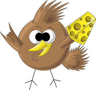 卡通风格中带奶酪的棕色鸟背景图片