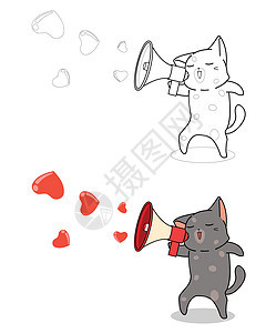 邮差猫和情书卡通漫画很容易彩色页面小猫猫咪插图花园虎斑宠物卡通片哺乳动物植物群猫科图片