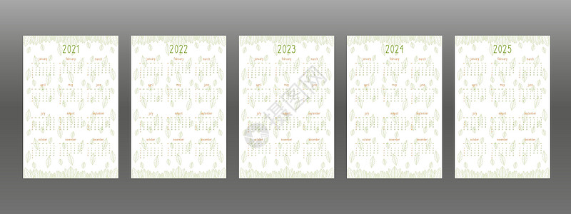 2021 2022 2023 2024 2025 个人规划师和笔记本的日历集 绿色手绘 leafcute 卡通少女幼稚生态自然风图片