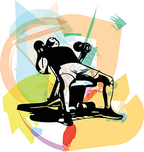 举着杠铃的男人在 gy 做深蹲运动员训练身体男性交叉运动活动举重重量插图图片