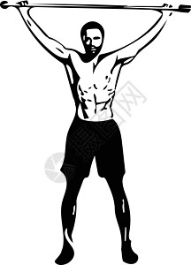 举着杠铃的男人在 gy 做深蹲运动动机力量举重草图壁球交叉健身房重量男性图片