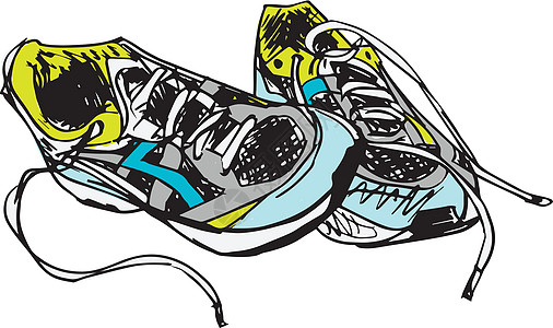 运动鞋素描健身房娱乐运动员活动跑步鞋带销售配件绘画卡通片图片
