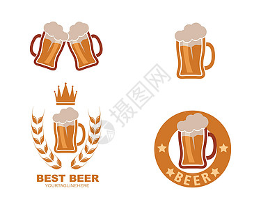 啤酒标志图标矢量插图设计衬衫大麦饮料啤酒花格子产品线路粮食俱乐部工艺图片