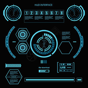 未来派蓝色虚拟图形触摸用户界面雷达电脑控制柜台技术用户设计导航控制板传感器图片