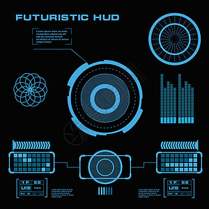 未来派蓝色虚拟图形触摸用户界面屏幕运动插图游戏控制板界面设计创新导航电脑图片