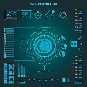 未来派蓝色虚拟图形触摸用户界面数据显示器测试柜台传感器屏幕界面高科技航海雷达图片